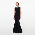 Black Beaded Pointelle Knit Maxi Dress