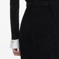 Black Chenille Knit Feather Midi Dress