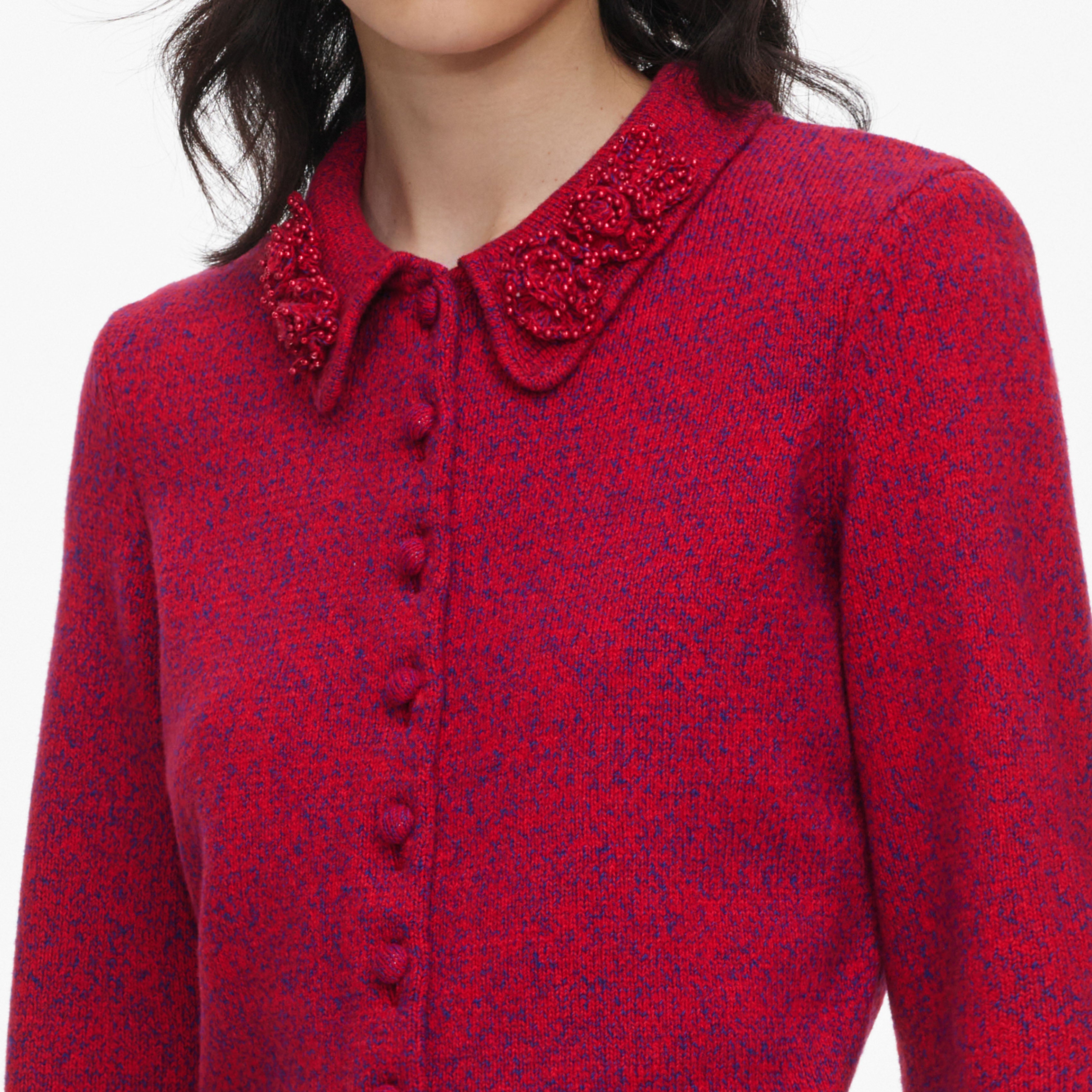 Red Flower Knit Cardigan