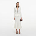 Cream Lurex Rib Knit Midi Dress