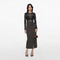 Brown Wool Midi Skirt