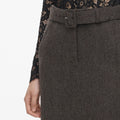 Brown Wool Midi Skirt