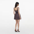 Pink and Black Sequin Boucle Sleeveless Mini Dress