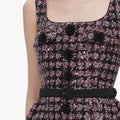 Pink and Black Sequin Boucle Sleeveless Mini Dress