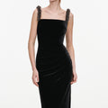 Black Velvet Square Neck Maxi Dress