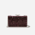 Burgundy Chainmail Clutch Bag
