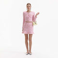 Pink Check Knit Cardigan