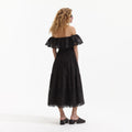 Black Cotton Off Shoulder Midi Dress