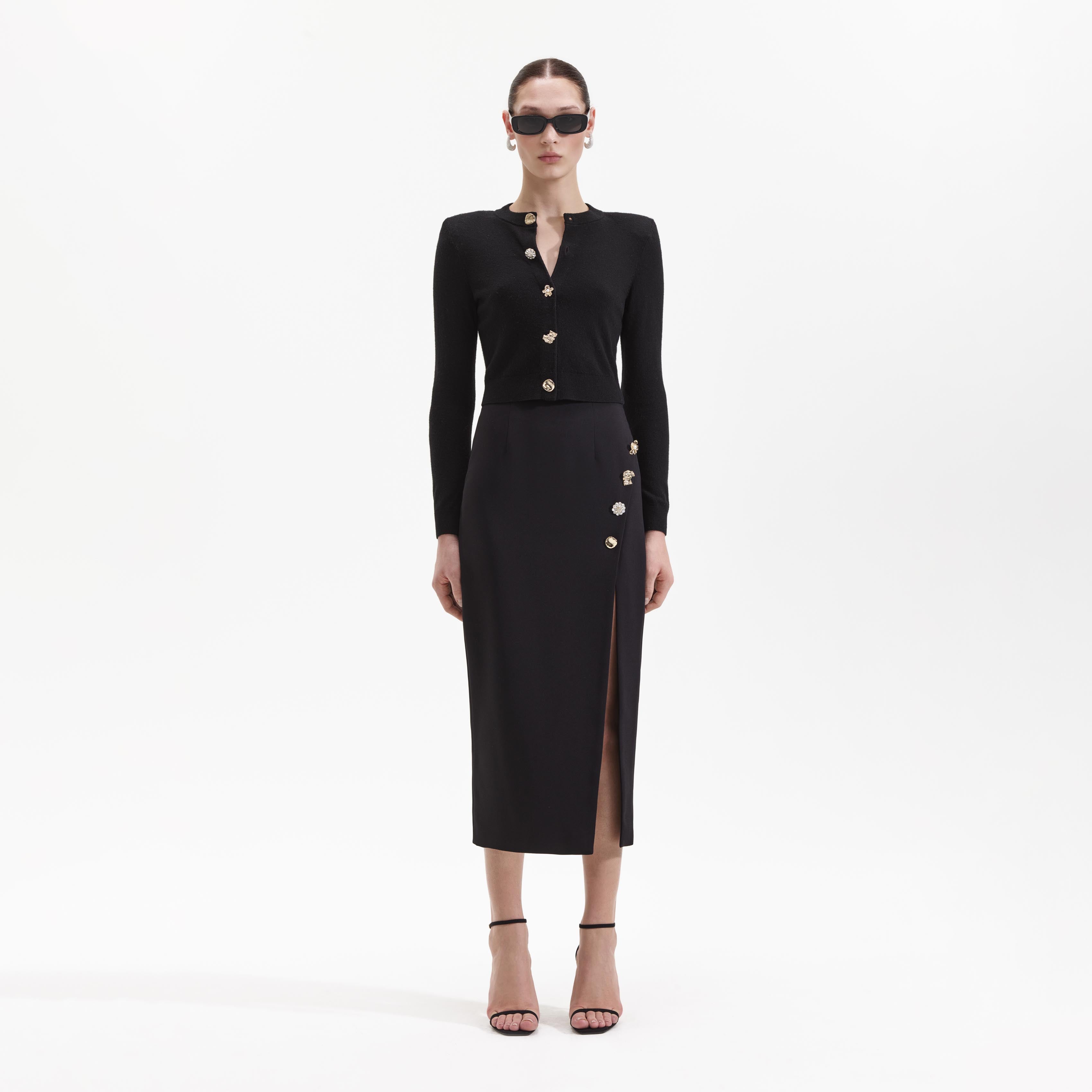 Black Cashmere Blend Cardigan