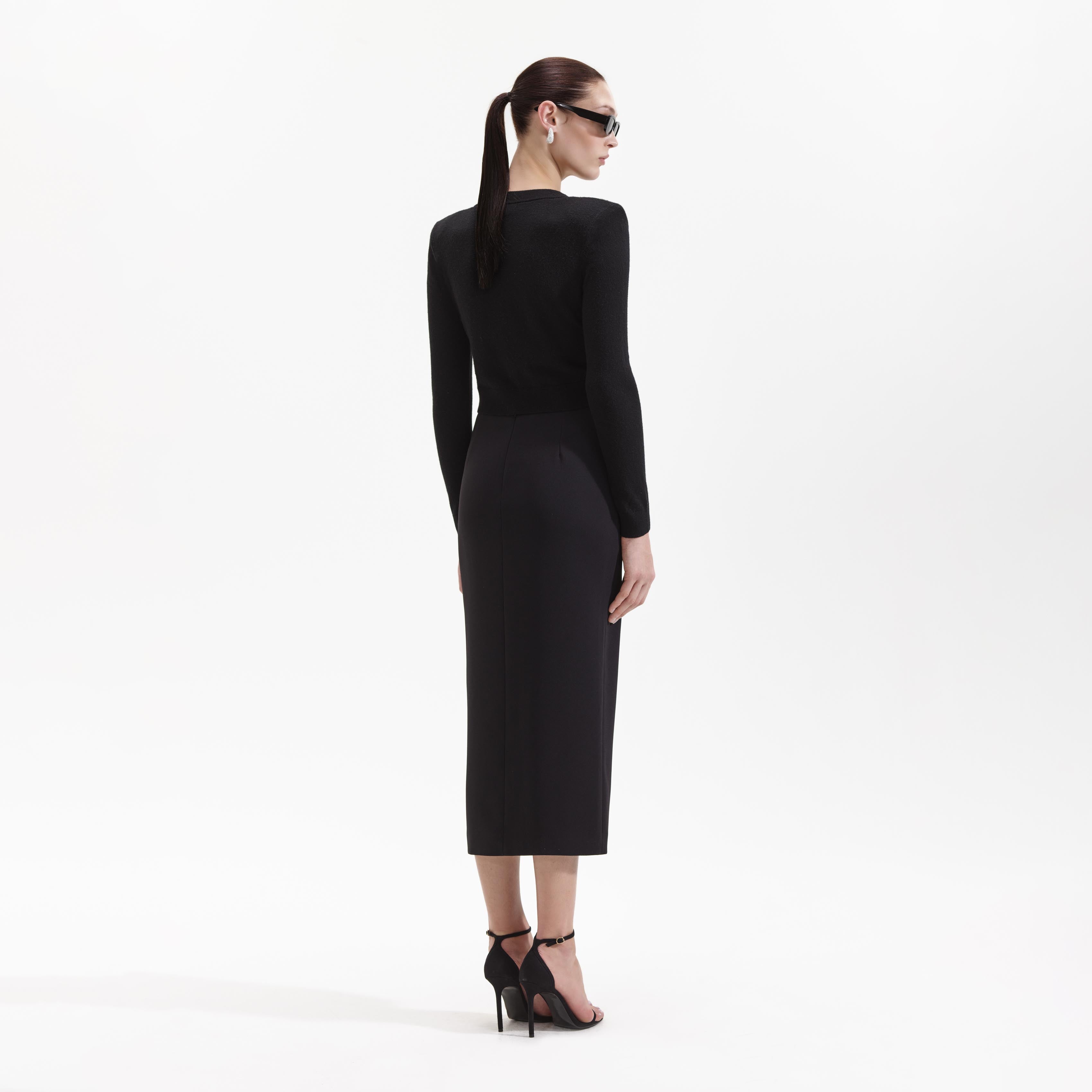 Black Cashmere Blend Cardigan