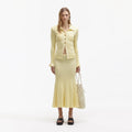 Yellow Ribbed Viscose Knit Skirt