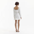 White Bonded Crepe Long Sleeve Mini Dress