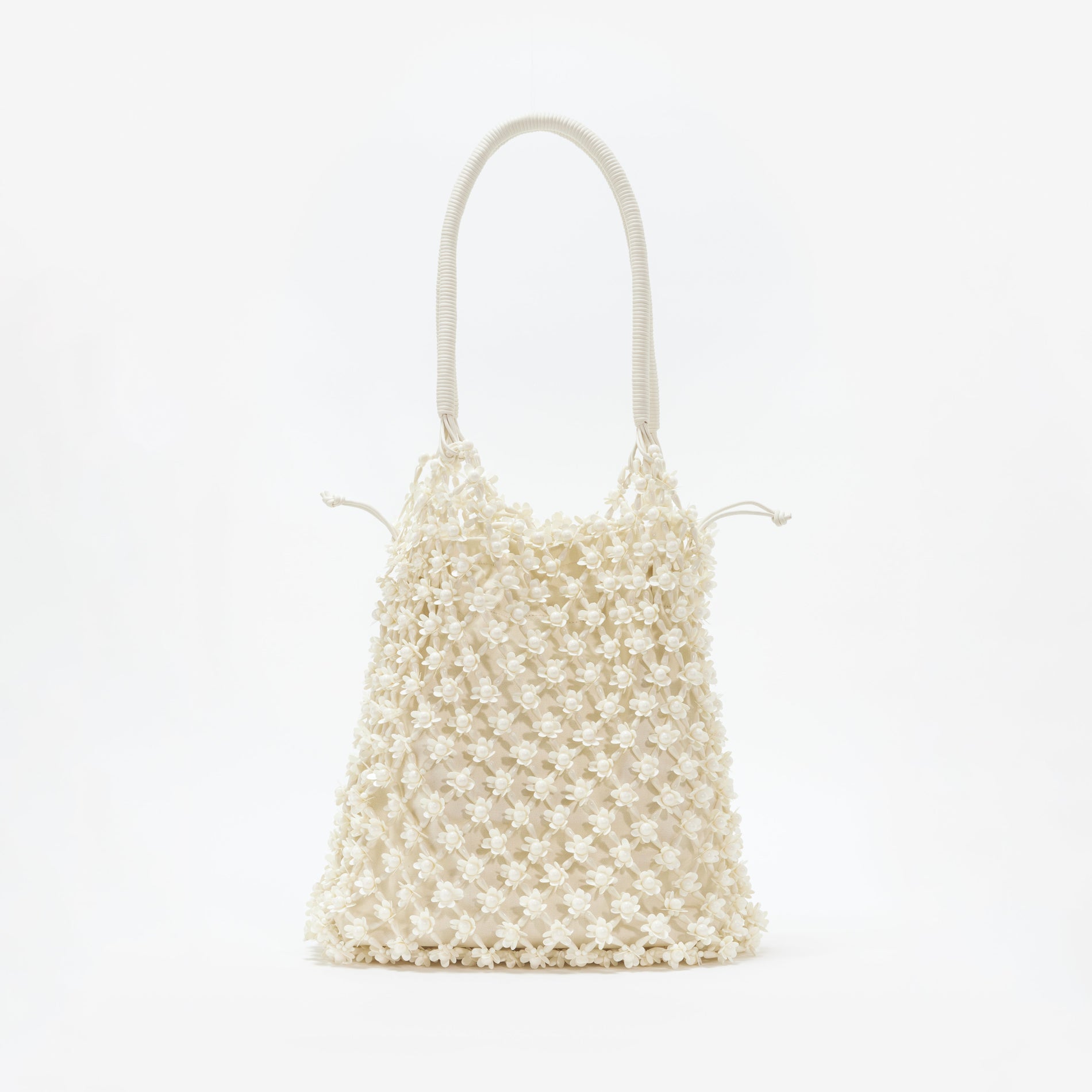 Cream Beaded Large Tote