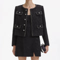 Black Boucle Trimmed Jacket