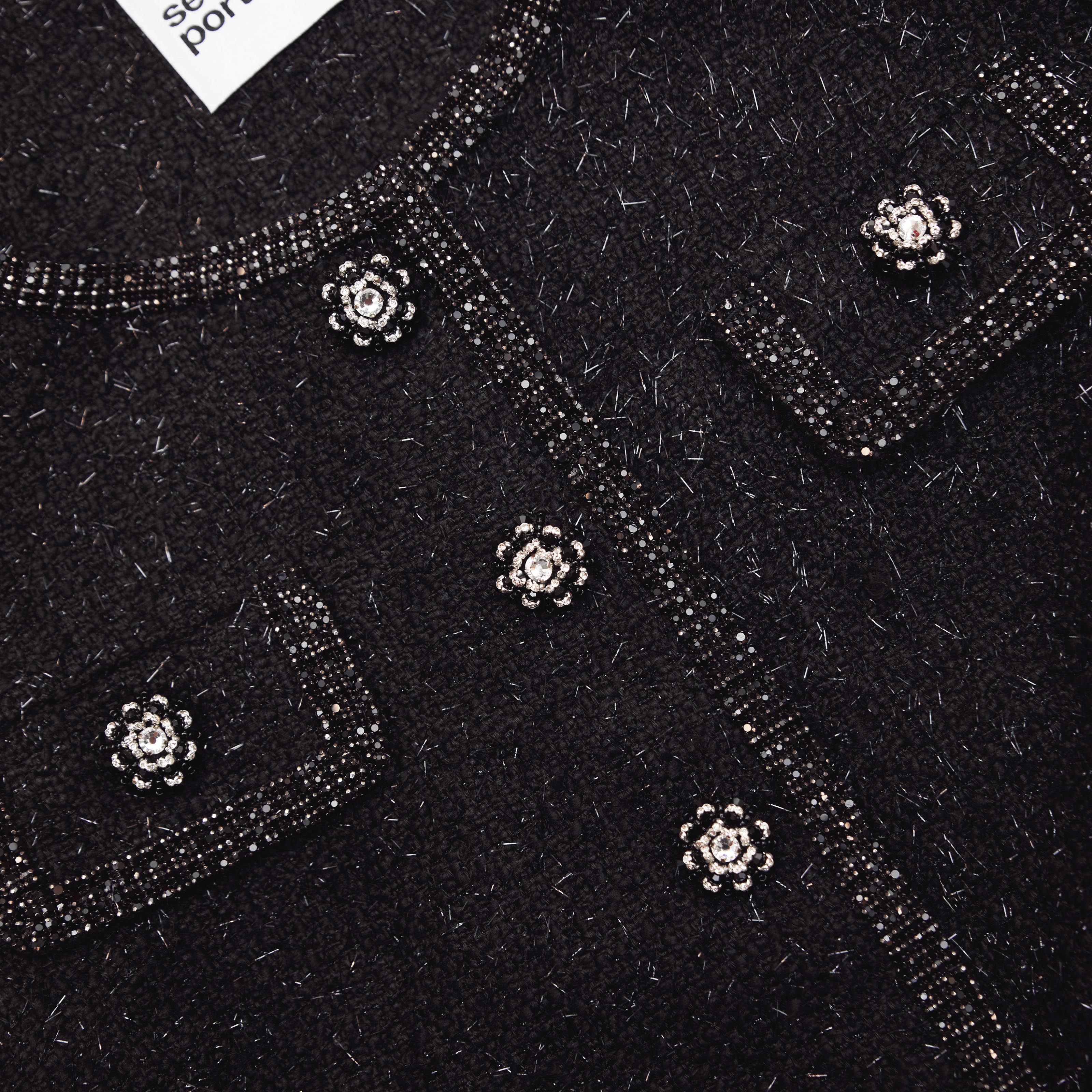 Black Boucle Trimmed Jacket