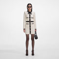 Cream Sequin Tie Neck Cardigan