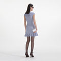 Blue Knit Lace Insert Mini Dress