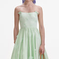Green Cotton Flower Midi Dress