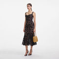 Black Fine Lace Midi Dress