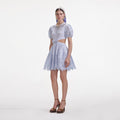 Blue Embroidered Linen Mini Dress