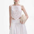 White Cotton Embroidered Top