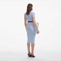 Blue Viscose Knit Short Sleeve Top