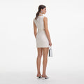 Cream Boucle Pearl Mini Dress