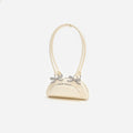 Cream Leather Curved Mini Shoulder Bag