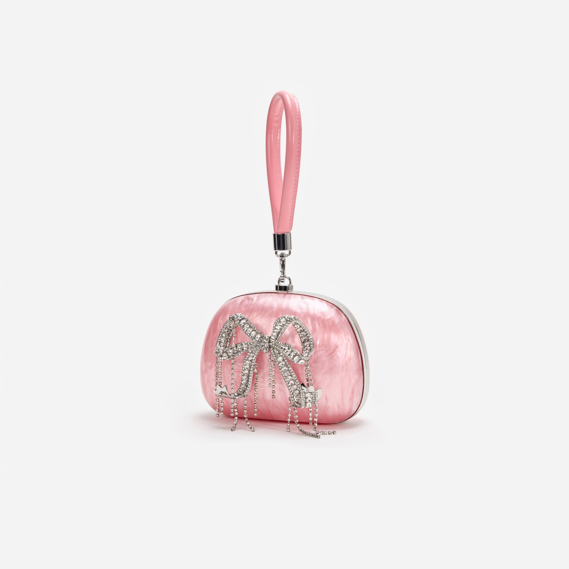 A photo of the Pink Pearl Top Handle Clutch Bag