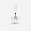 Cream Satin Top Handle Heart Clutch