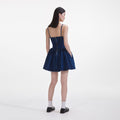 Denim Diamante Bow Sweetheart Mini Dress
