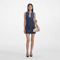 Denim Diamante Bow Mini Dress