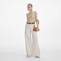 Cream Denim Diamante Bow Jeans