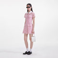 Pink Lace Contrast Collared Mini Dress