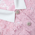 Pink Lace Contrast Collared Mini Dress