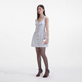 Blue Boucle Sleeveless Mini Dress