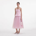 Pink Boucle Tulle Midi Dress