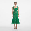Green Fine Lace Midi Dress