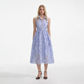 Blue Lace Sleeveless Midi Dress