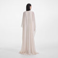 Cream Rhinestone Cape Maxi Dress