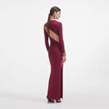 Burgundy Jersey Cut Out Midi Dress