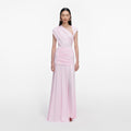 Pink Jersey Draped Maxi Dress