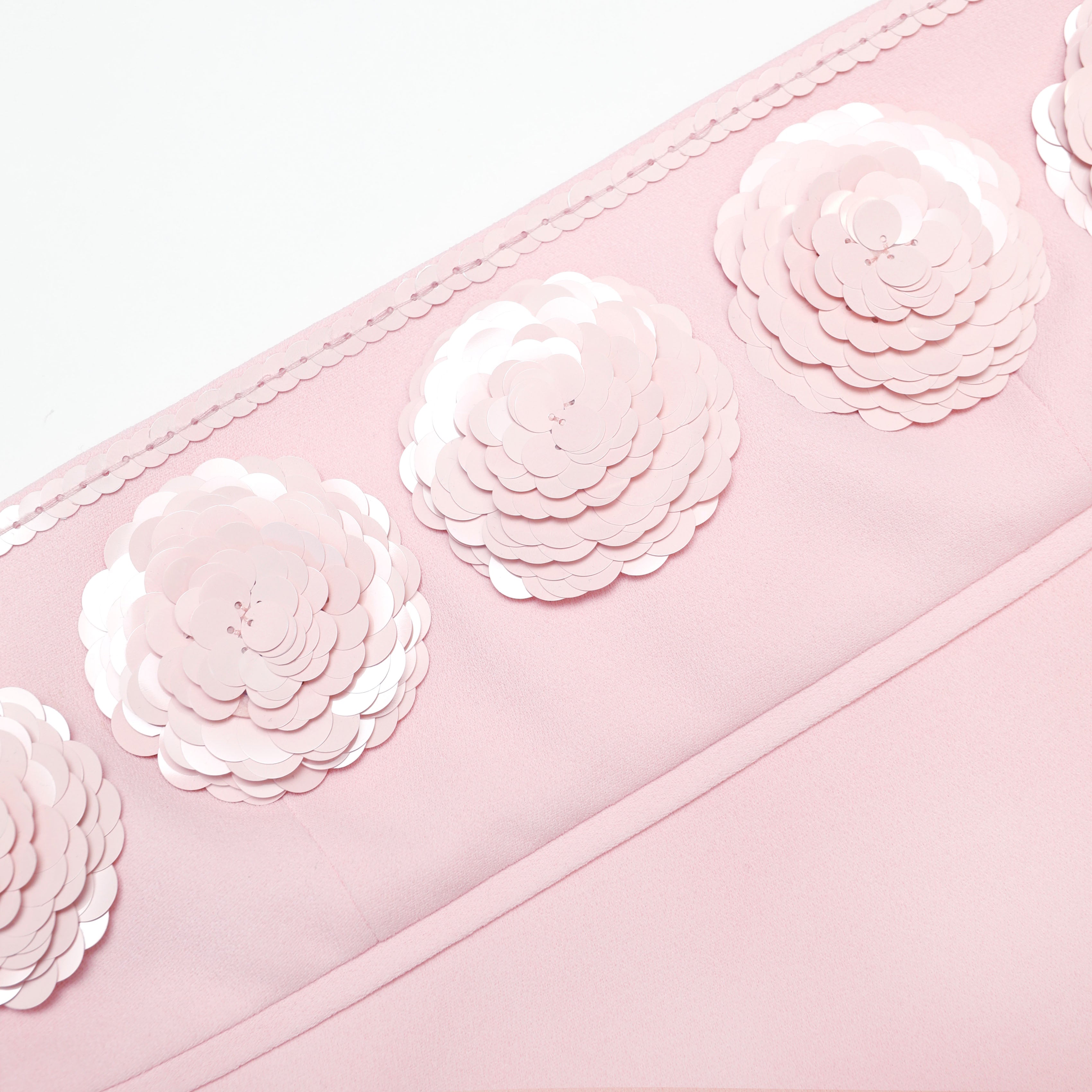 Pink Crepe 3D Sequin Flower Mini Dress