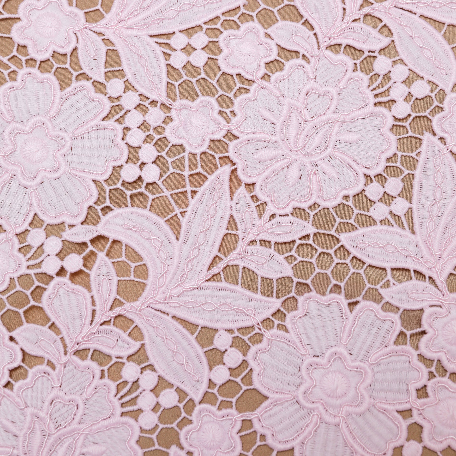 A close up of the fabric for the Pink Lace Midi Skirt