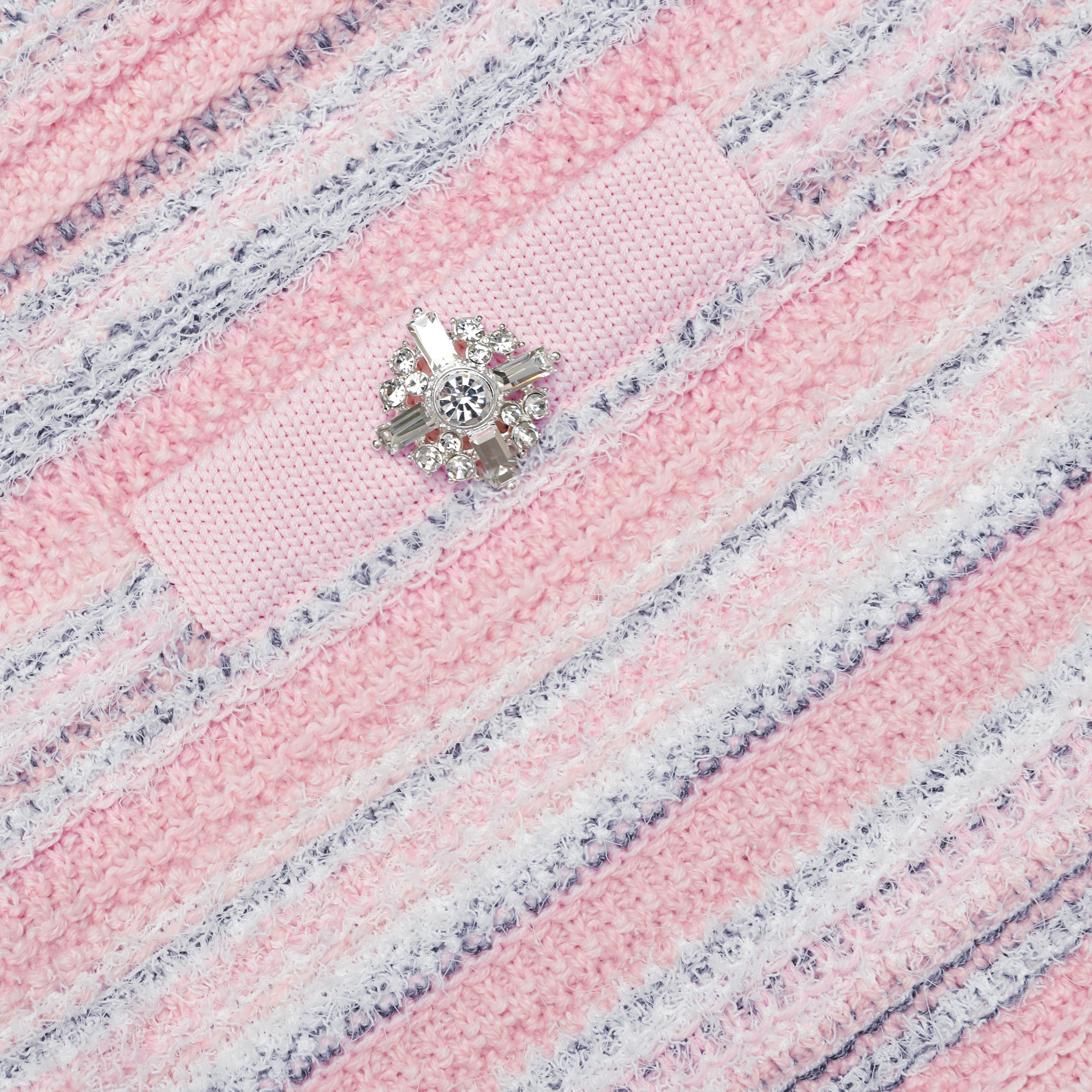 Pink Textured Knit Mini Skirt