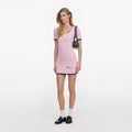 Pink Pointelle Knit Mini Dress