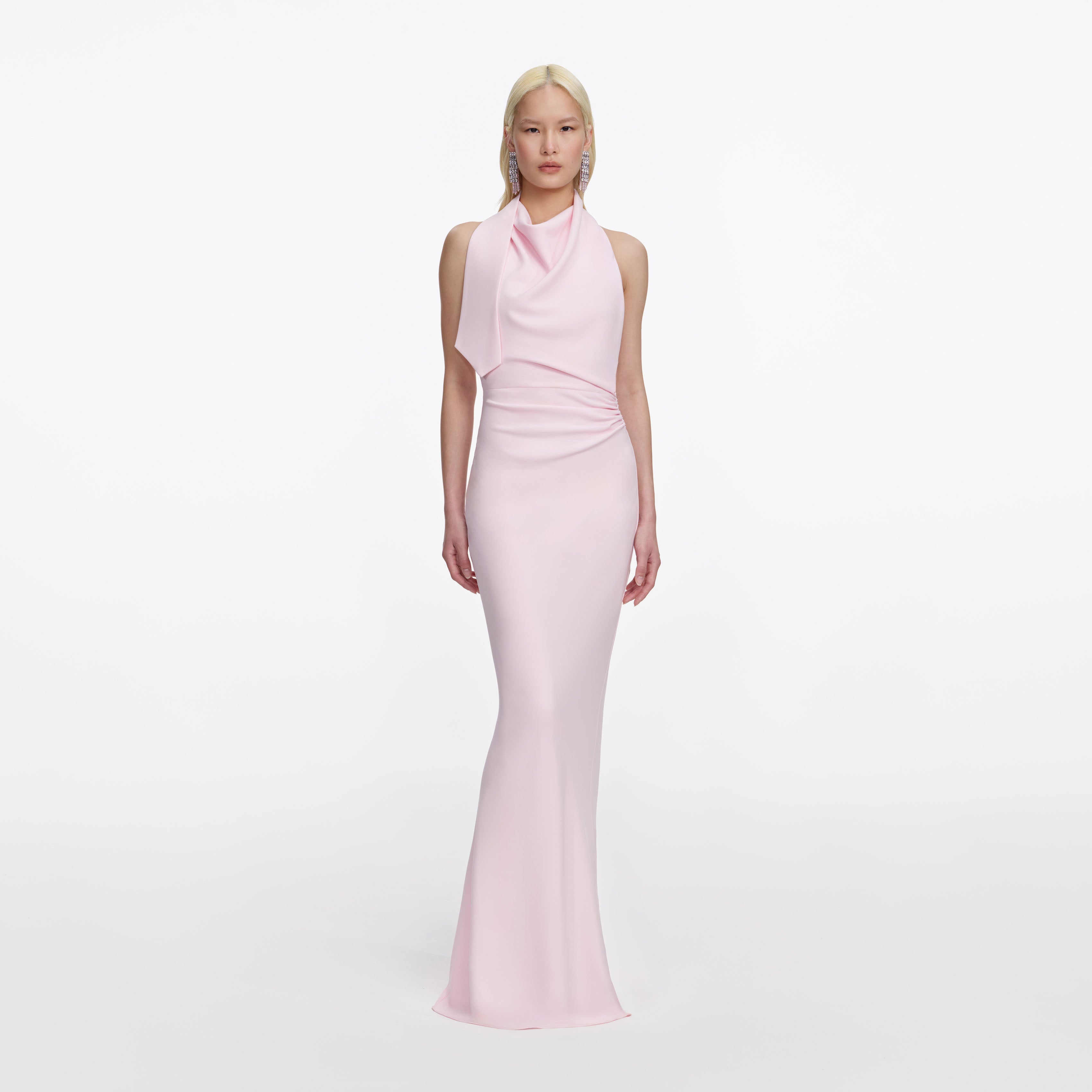 Pink Crepe Halter Neck Maxi Dress Pink Crepe Halter Neck Maxi Dress