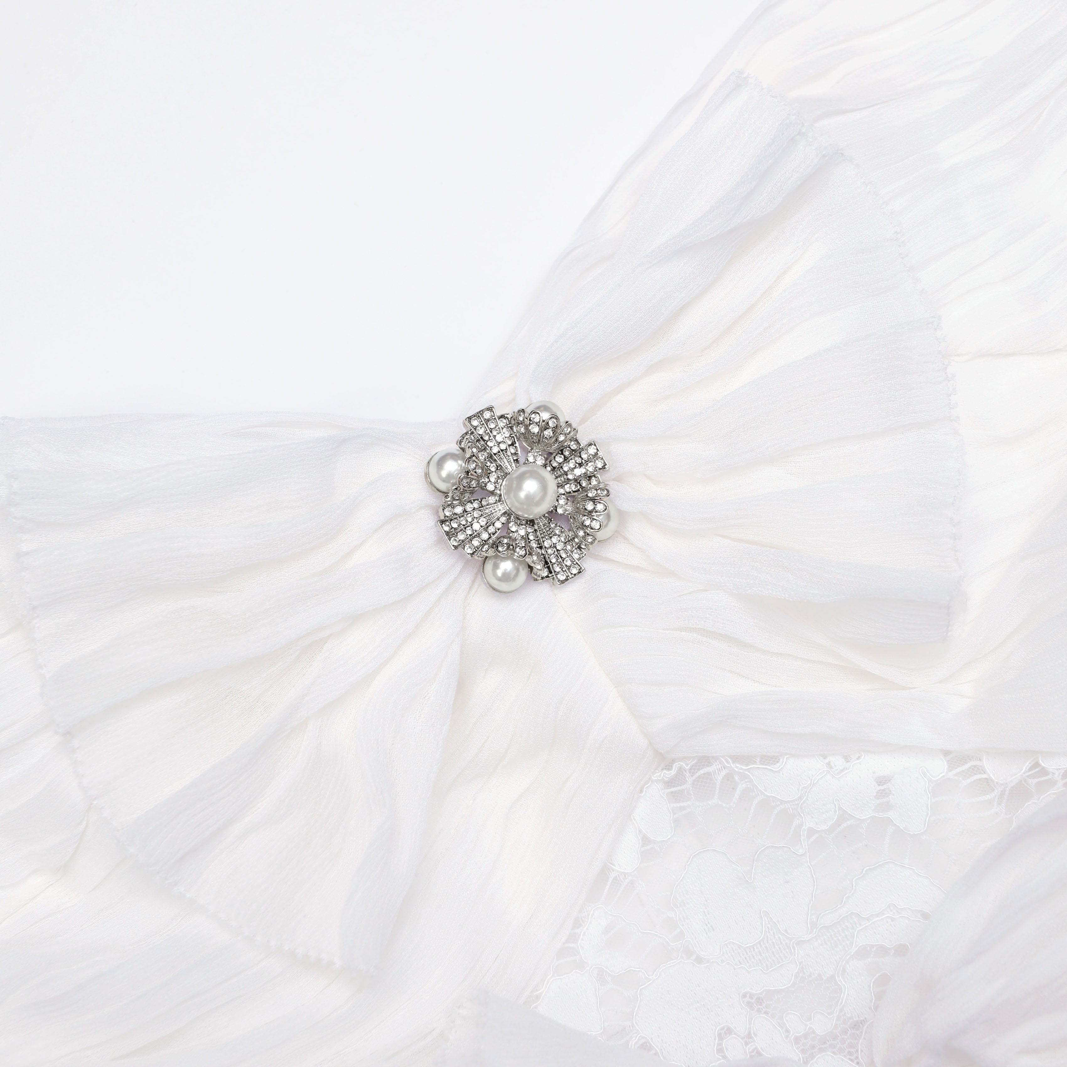 White Lace Bow Mini Dress