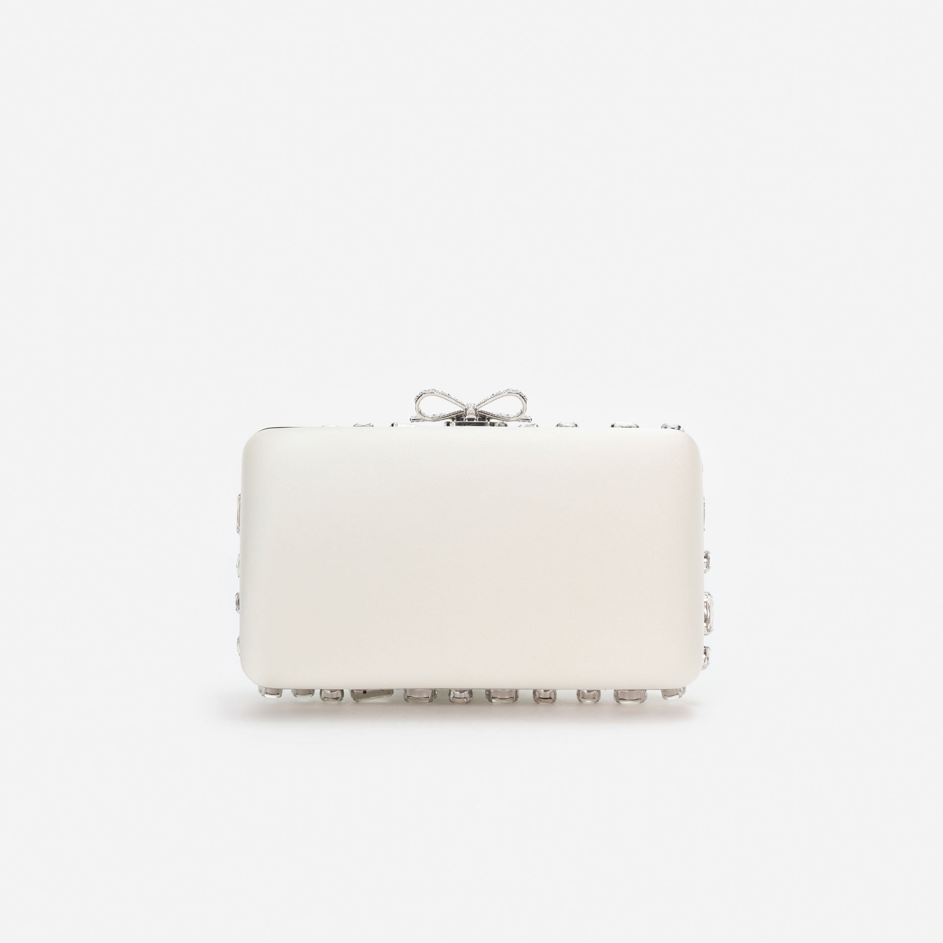 Cream Satin Crystal Clutch Bag