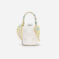 Cream Linen Yellow Floral Mini Bow Bag